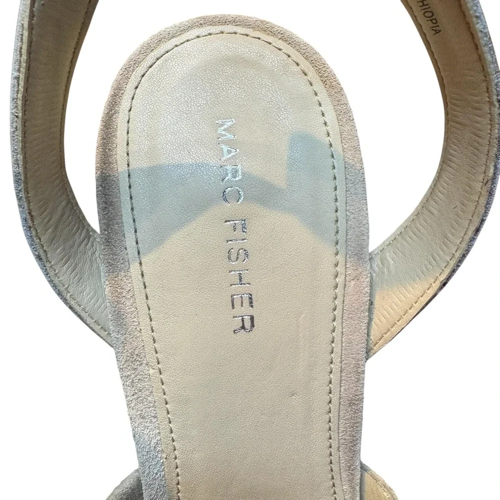 Marc Fisher‎ Shoes Womens Size 11M Beige Suede Studded Wedge Sandals Espadrille